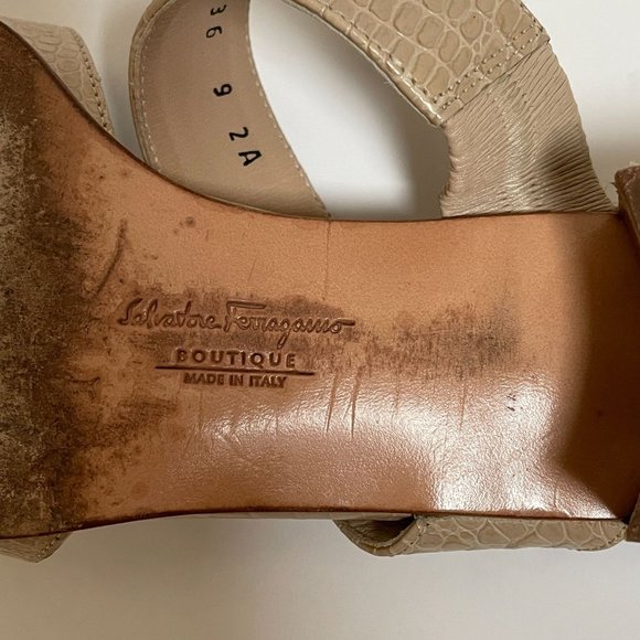 Salvatore Ferragamo Cream and Tan Sandals with H-Style Straps - Picture 12 of 15